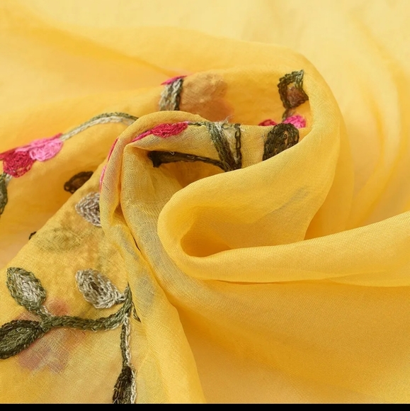Chinese Embroidery Chiffon Scarf - Picture 3 of 6